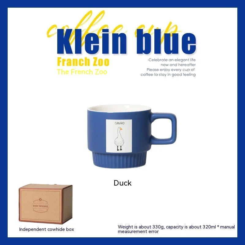Klein Blue French Animal Coffee Cup Ceramic Latte Art Drinking - Bellarte Enchanté Klein Blue French Animal Coffee Cup Ceramic Latte Art Drinking